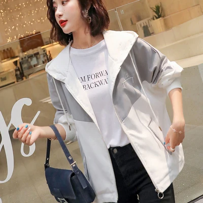

Women's hooded thin coat, short, loose and thin, all-match small jacket jacket