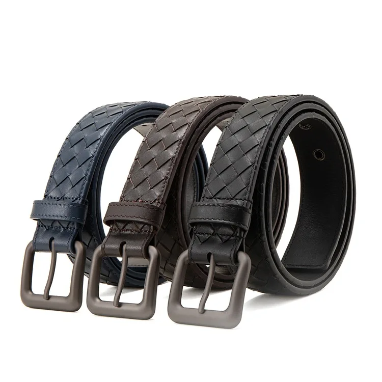 

N New first layer cowhide braided belt men's and women's leather belt European and American fashion needle buckle BV belt