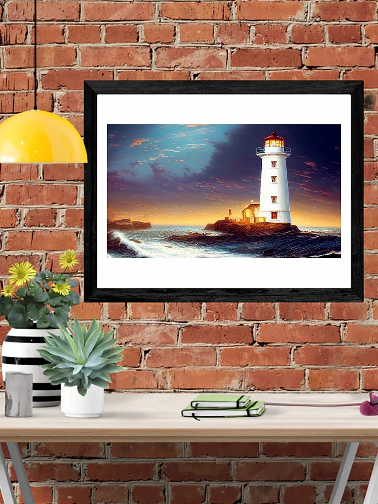 

DIY-5D Diamond Colored Epic Lighthouse Splicing Set Full Diamond Embroidery Mosaic Picture Closed