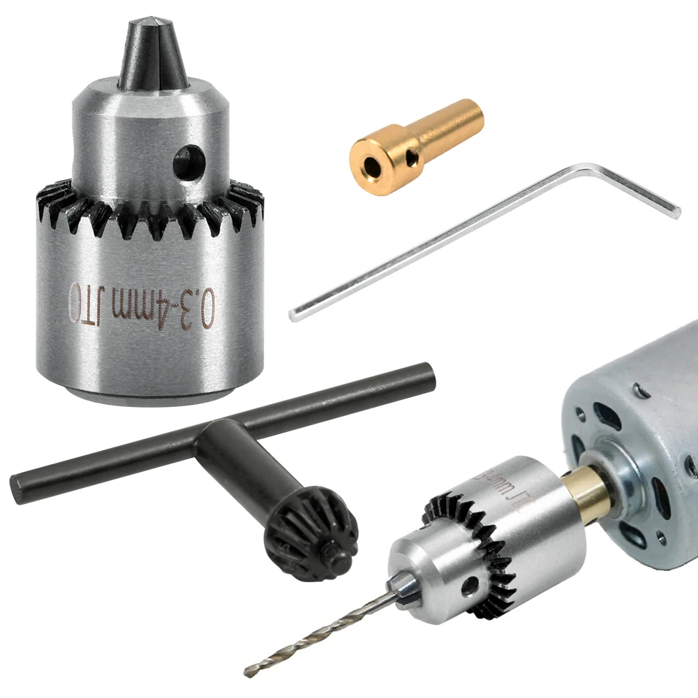 

4pcs/set Mini Electric Drill Chuck 0.3-4mm JTO Taper Mounted Micro Motor Drill Chuck With Chuck Key 3.17mm Brass Motor Shaft