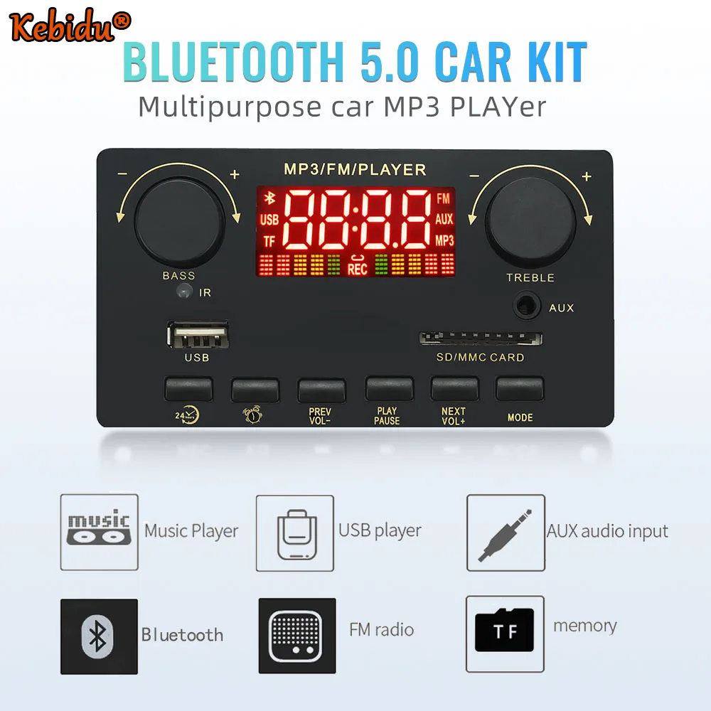 DC 8-23V Bluetooth Decoder Board MP3 Player 2x40W Amplifier Call Recording Module Support Power-off Memory Alarm Clock Function