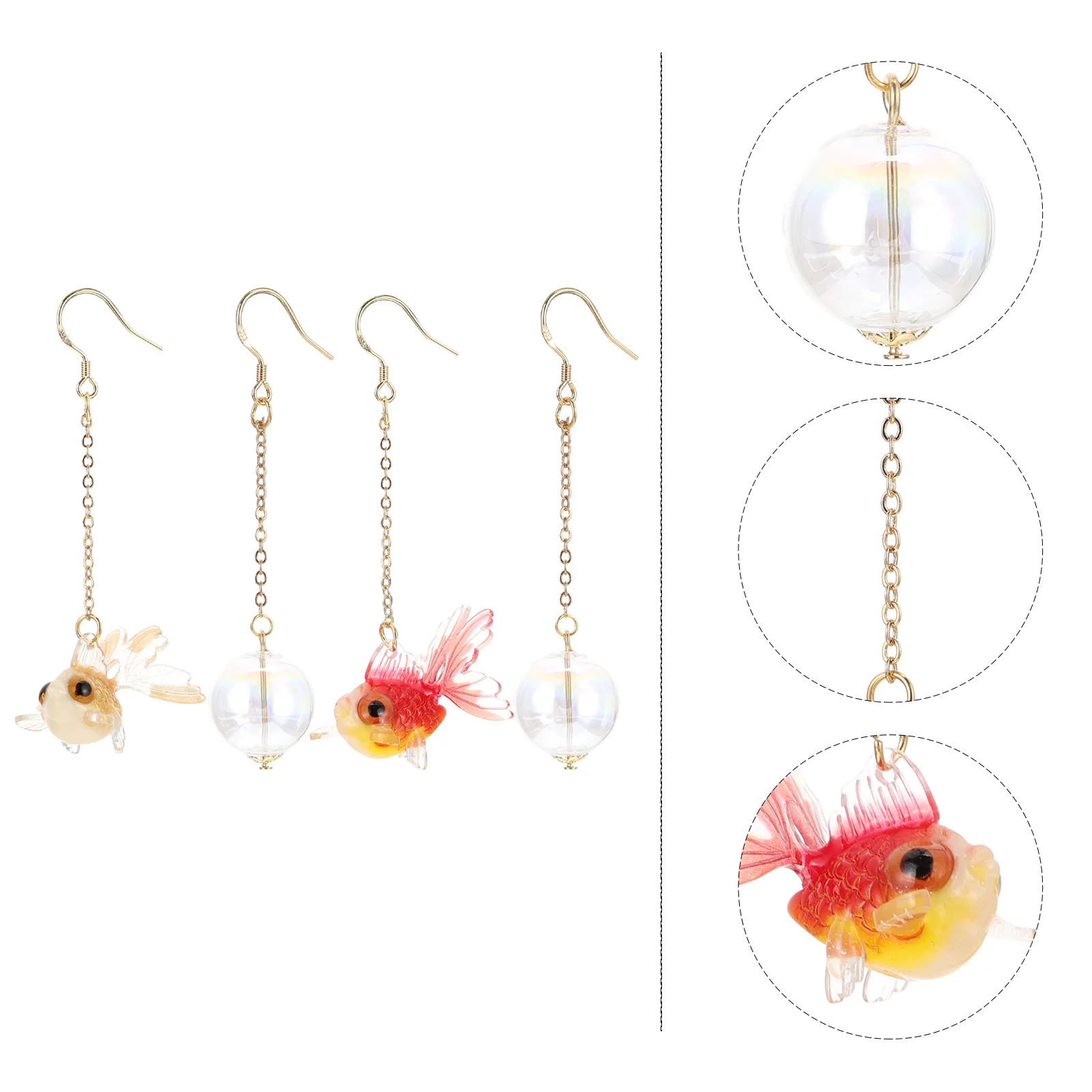 

2Pairs Stylish Goldfish Earrings Decorative Goldfish Earbob Decorative Ear Clips