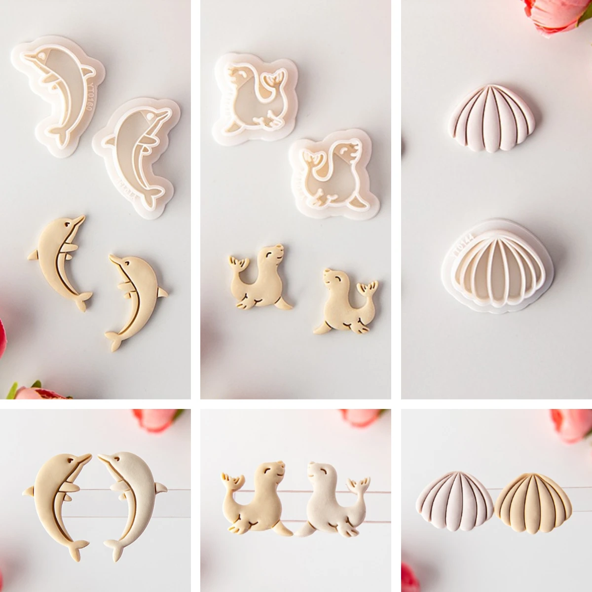 

Dolphin/Seal/Conch Ocean Style Soft Pottery Polymer Clay Cutter Earrings Pendant Jewelry Embossing Mold DIY Petal Cutting Mold