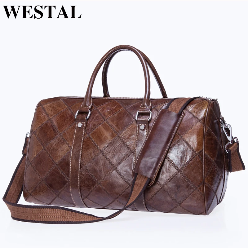 

WESTAL Men's Travel Duffel Bag Leather Big Weekend Bags Large Overnight Carryon Hand Bag Travel Bags Luggage 8883