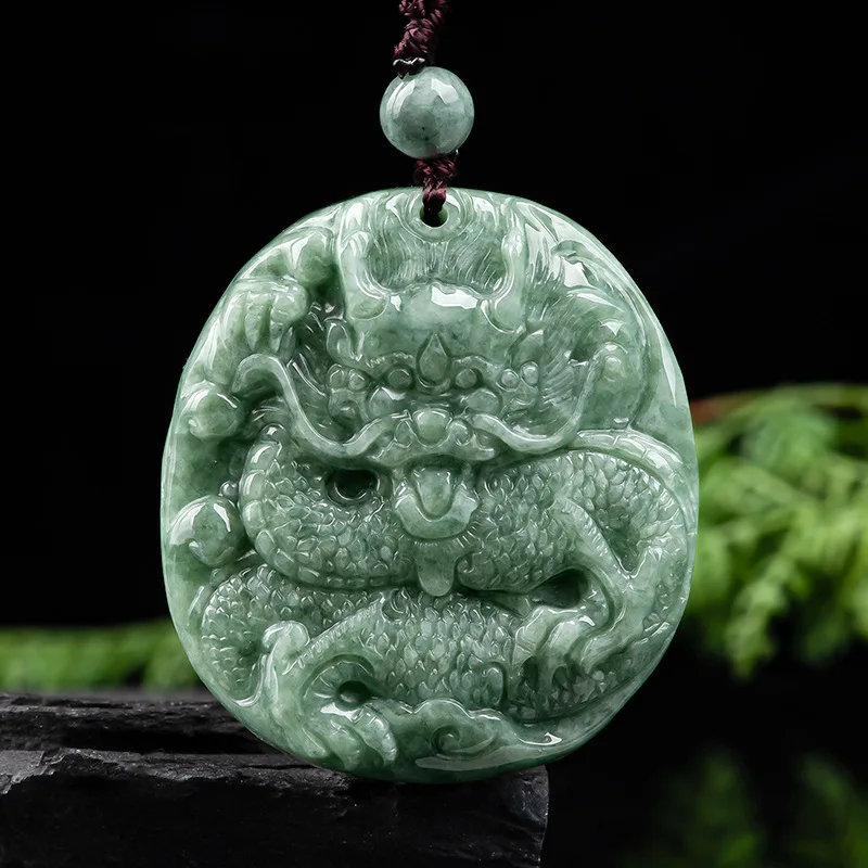 

Mai Chuang/Hand Carved/Jade Imitating Ancient Dragons Brand Emerald Necklace Pendant Fashion Elegant Jewelry MenWomen CoupleGift