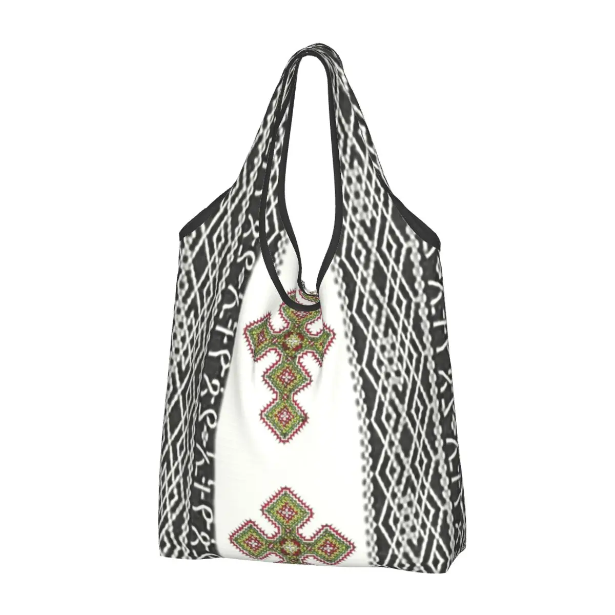 

Custom Ethiopian Habesha Art Shopping Bags Women Portable Large Capacity Groceries Tote Shopper Bags