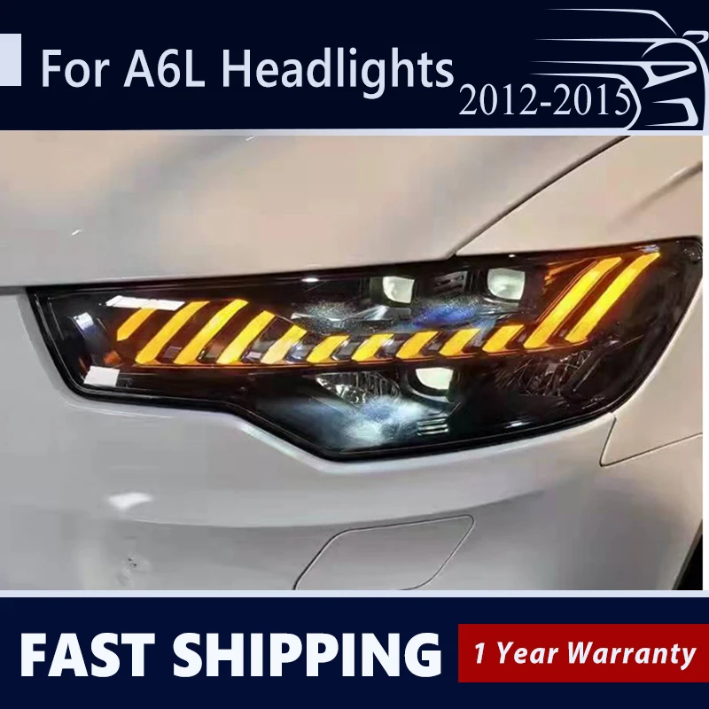 

Автостайлинг, передняя фара 2012-2015 для Audi A6, фара головного света, A6L, C7, фары DRL с динамическим сигналом тюнинга