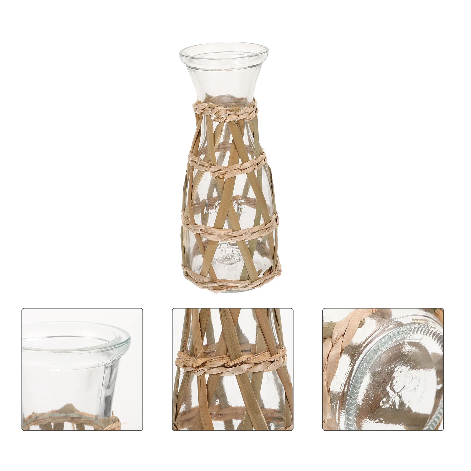

Vaseflower Budvases Fake Flowers Decorative Rattan Rustic Floral Farmhouse Woven Container Clear Vintage Table Strawmodern
