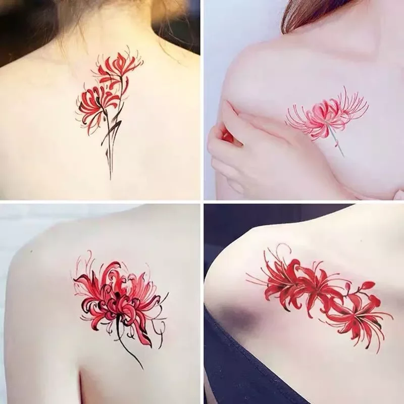 New in Lycoris radiata Waterproof Tattoos Beautiful Flower Temporary Tattoos Body Art Painting Arm Legs Tattoos Sticker Fake fre