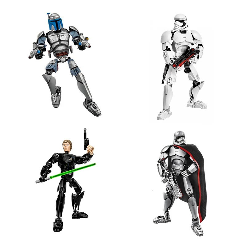 

Disney Figure Stormtrooper Luke Skywalker Building Block Battle General Grievous with Lightsabers Mandalorian Model Kids Toys