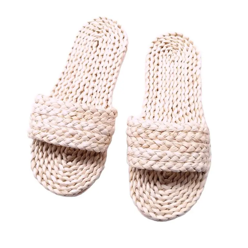 

2020 Seagrass Slippers for Women Straw Sandals unisex home shoes handmade men's straw slippers summer Handwoven