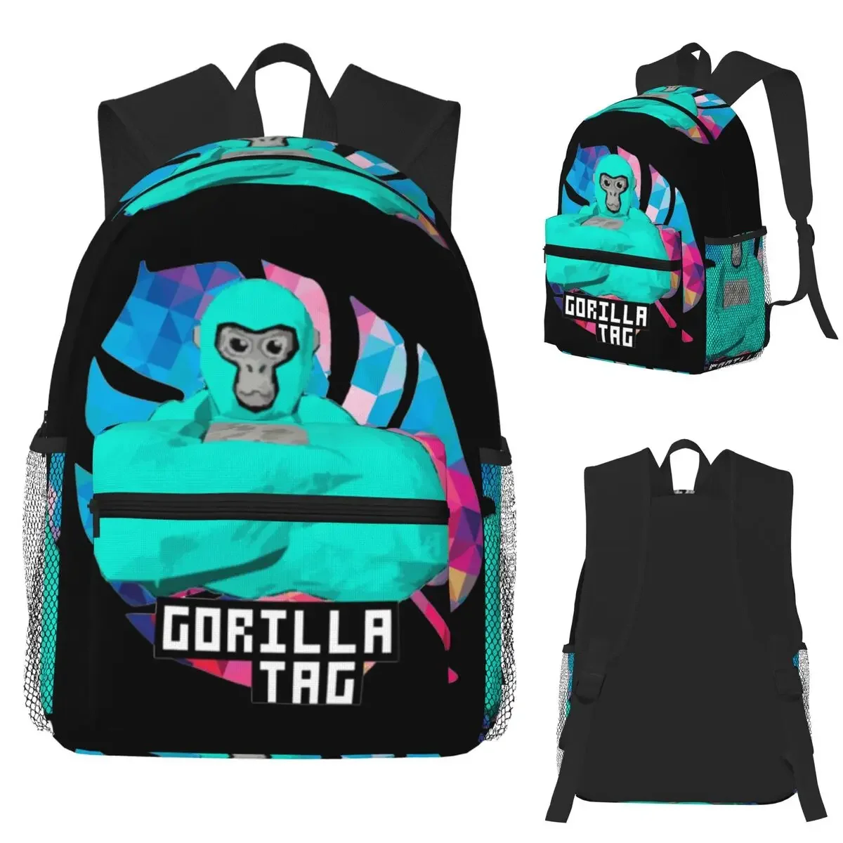 Фото Рюкзак Gorilla Tag Color Leaf для школьников, модный ранец для мальчиков и девочек, для походов и путешествий, сумка через плечо №1