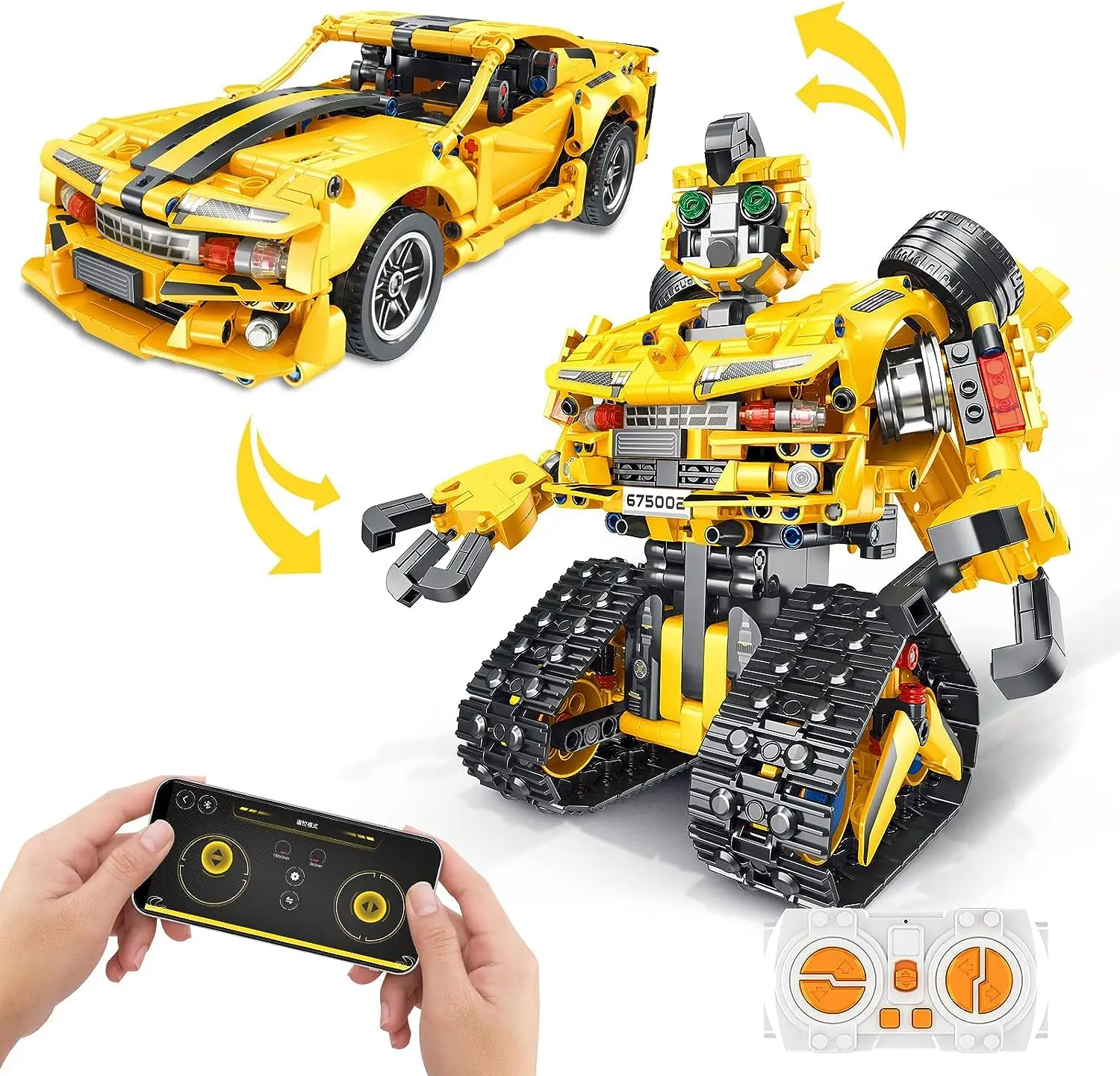 

PANLOS Remote & APP Controlled Robot Car Building Blocks Toys, 2in1 Programmable Transforming Bricks Vehicles Kit, STEM Kid Gift