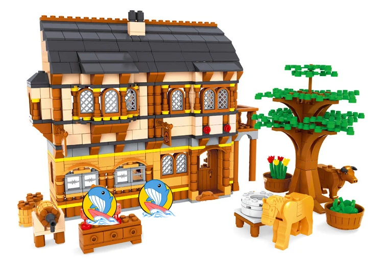 1722 шт. замок Королевство средневековый рынок Деревня Европейский стиль 28001