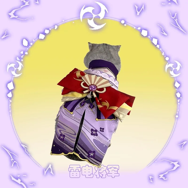

Genshin Impact Raiden Shogun Couture Chiffon Pet Clothes COS Pet Clothes Cat Dog Dress up Photograph Costumes With Eye of God