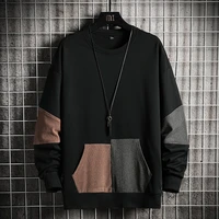 men clothing 2022 spring new mens sweatshirt youth trend stitching round neck casual long sleeved top