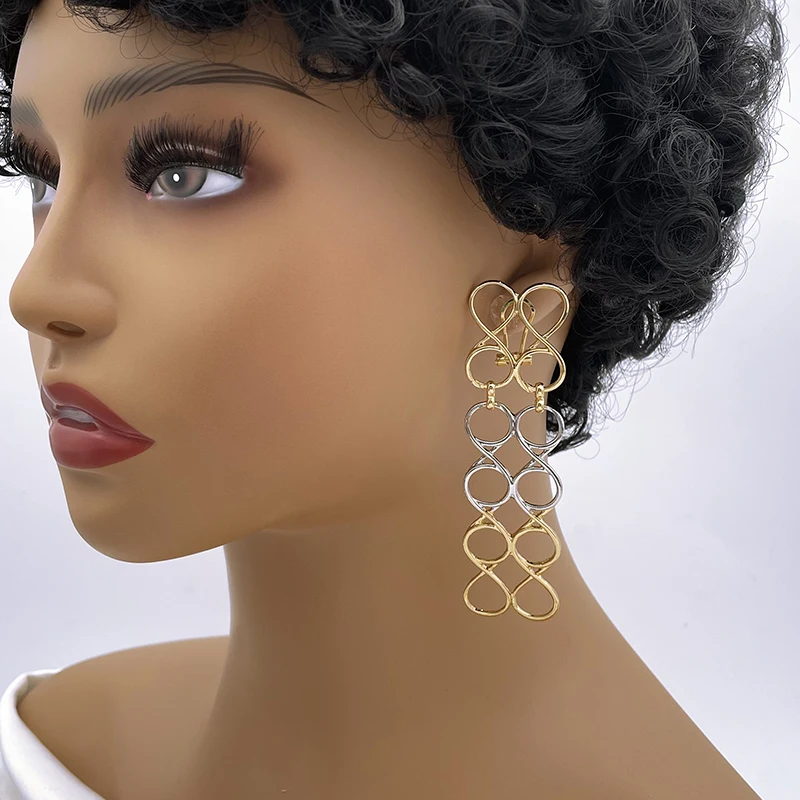 Женские серьги с покрытием из 18-каратного золота золотистые большого размера