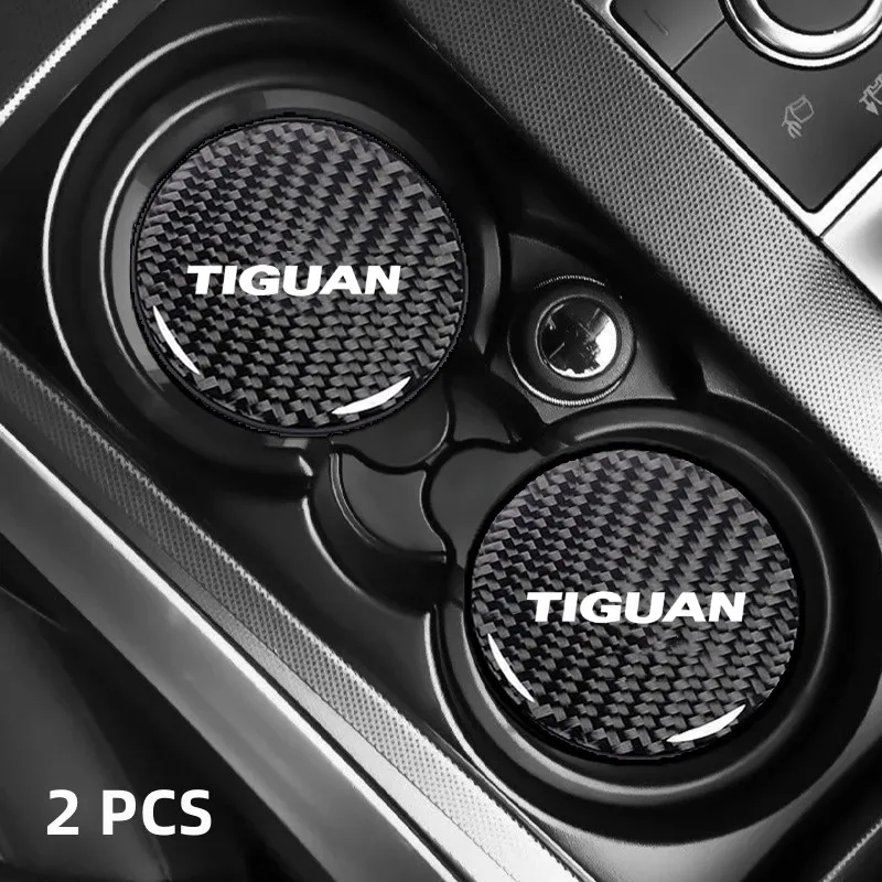 

2Pcs Carbon Fiber Car Water Coaster Cup Mat Bottle Holder Anti-slip For VW Tiguan mk1 mk2 5N 2 R Car Accessories