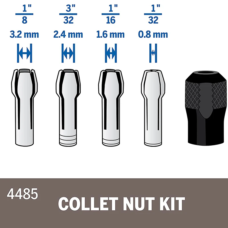 Dremel 4485 5pcs Quick Change Collet Nut Set Medium for Grinder Rotary Tool Accessories enlarge