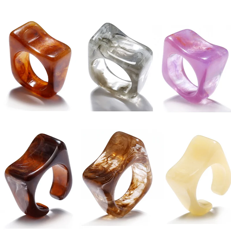 

Cute Girls Ring Simple Acetate Transparent Ring for Women Jewelry Accessories
