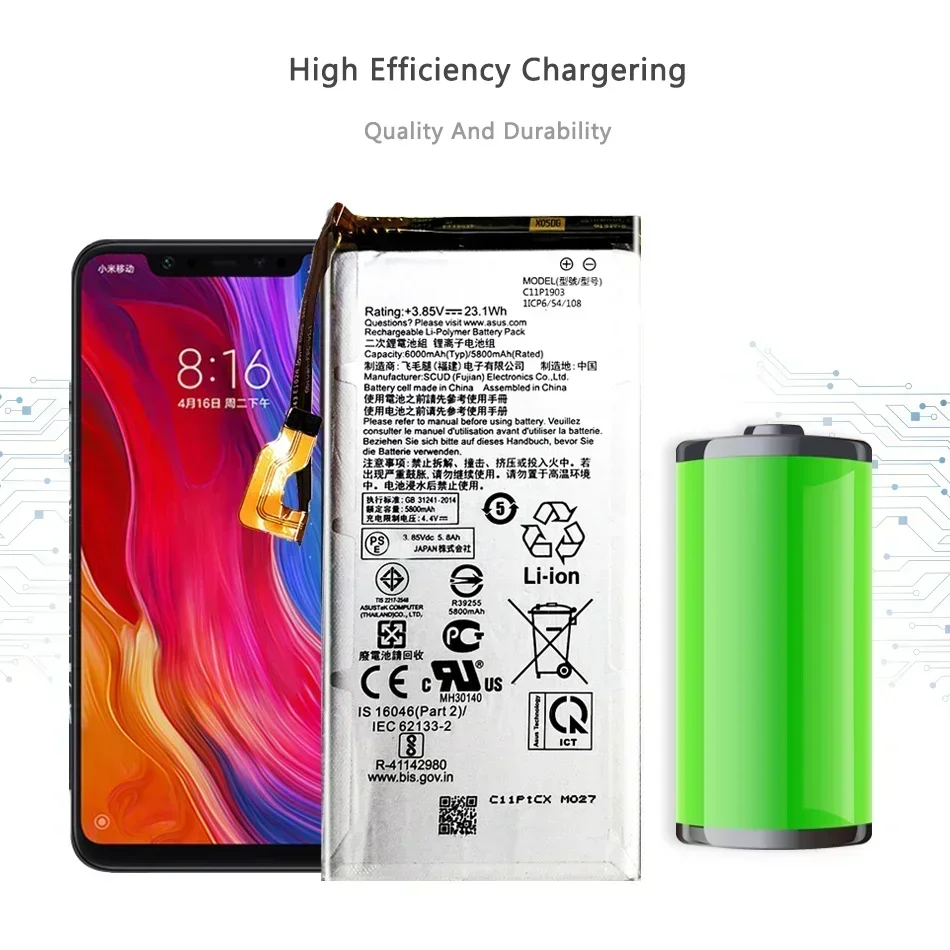 C11P1901 C11P1903 Сменный аккумулятор для телефона емкостью 6000 мАч ASUS ROG 2 3 ROG3 ZS661KS ZS660KL I001DB