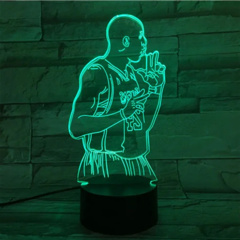 Баскетбольная звезда 3D искусственная кожа USB акриловая лампа многоцветная