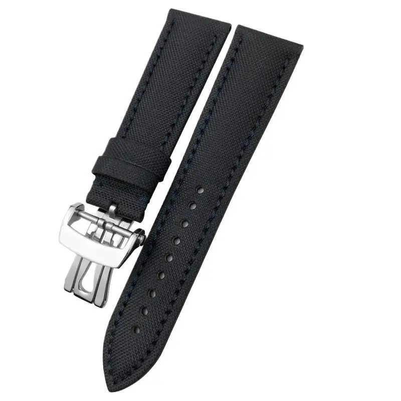 ściągający pasek do zegarka z nylonowej skóry o dużej gęstości 23 mm specjalny dla Blancpain Fifty Fathoms 5000 5015 Pasek klamrą motylkową