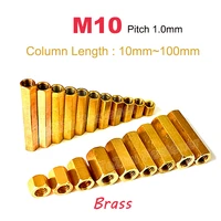 1 3pcs m10 pitch 1mm hex brass standoff spacer hexagon copper stud nut full thread female screw diy double pass length 10100mm