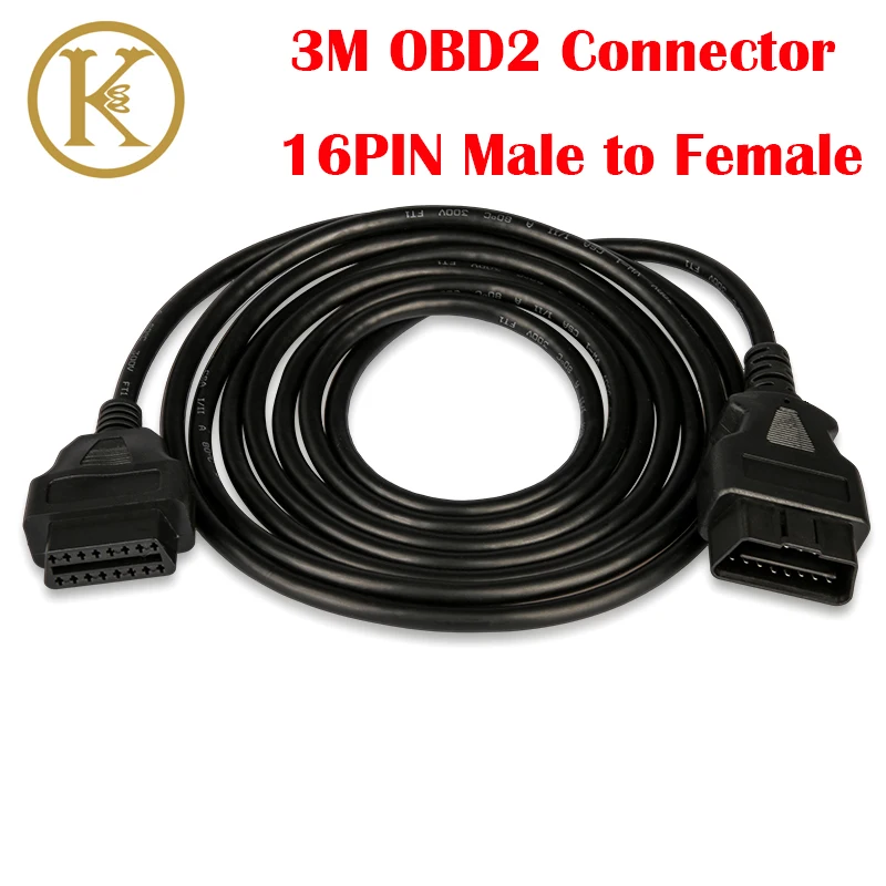 Качество 3 м разъем OBD2 OBD Удлинительный кабель ELM327 16-контактный адаптер Папа-мама