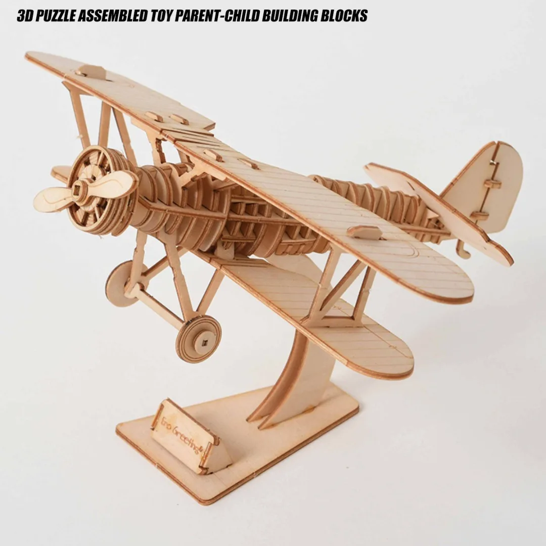 

New 1pc 3D Puzzle Wooden Model Kit High Quality Biplane Models Toys DIY Puzzle Aircraft Aeroplane Airplane Plane Toys