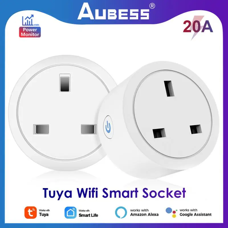 

UK Tuya WiFi Smart Socket 20A 16A With Power Monitor Smart Life APP Timing Home Power Plug Alexa Google Assistant Voice Control
