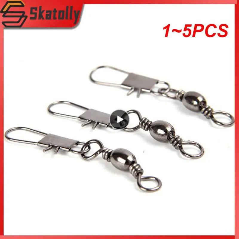 

1~5PCS MeredithLot Fishing Connector Pin Bearing Rolling Swivel Stainless Steel with Snap Fishhook Lure Tackle Accessorie