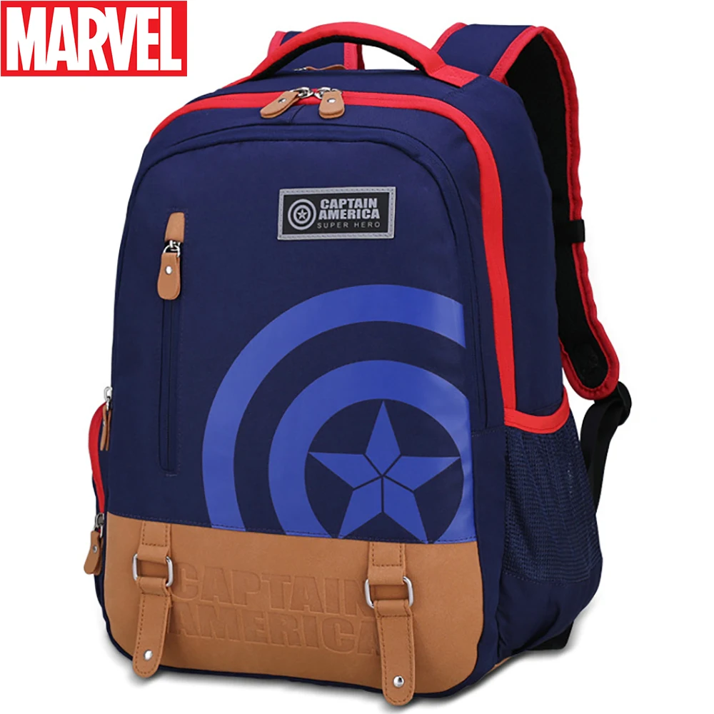 Новый рюкзак Marvel для мальчиков, модные детские школьные сумки с героями мультфильмов Капитана Америка, сумка через плечо для учеников начал...