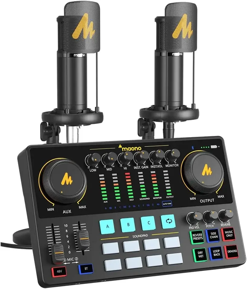 Фото Комплект оборудования для подкастов MAONO-MaonoCaster для 2 комплектов универсального аудиоинтерфейса с микрофонным предусилителем премиум-класса, №1