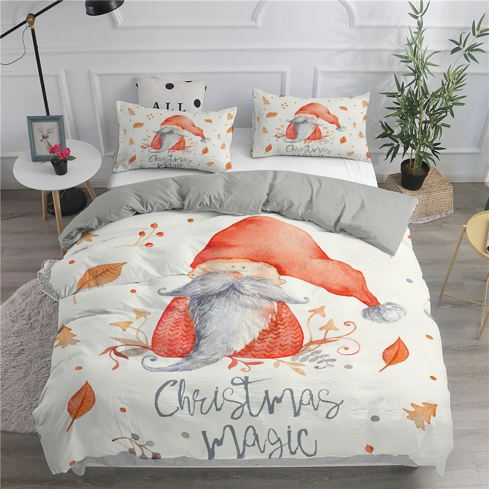 

Double Bed Set Christmas Cartoon Gnome Quilt Cover Bedroom Bedding Set Three Piece Single Queen King Size Deluxe Duvet Cover