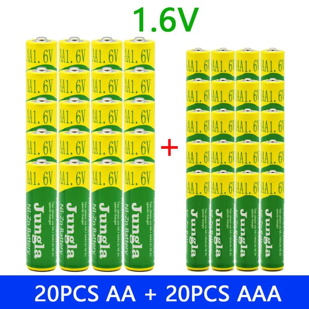 

Jungla Ni-Zn 1.6V 4800mAh AA Rechargeable Battery, AAA 3200mAh, for Toys, MP3 Solar Lamps, RC MP4 Cameras