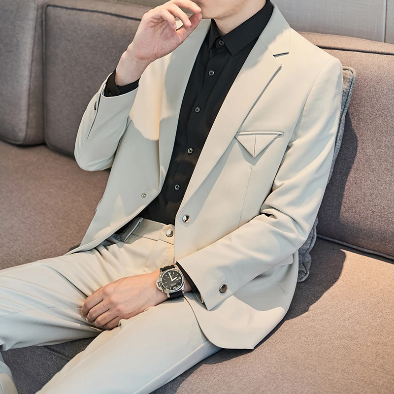 High Quality Men Blazers Korean Casual Loose Suit Jacket Business Dress Blazer Gentleman Social Masculino Streetwear Tuxedo 2022