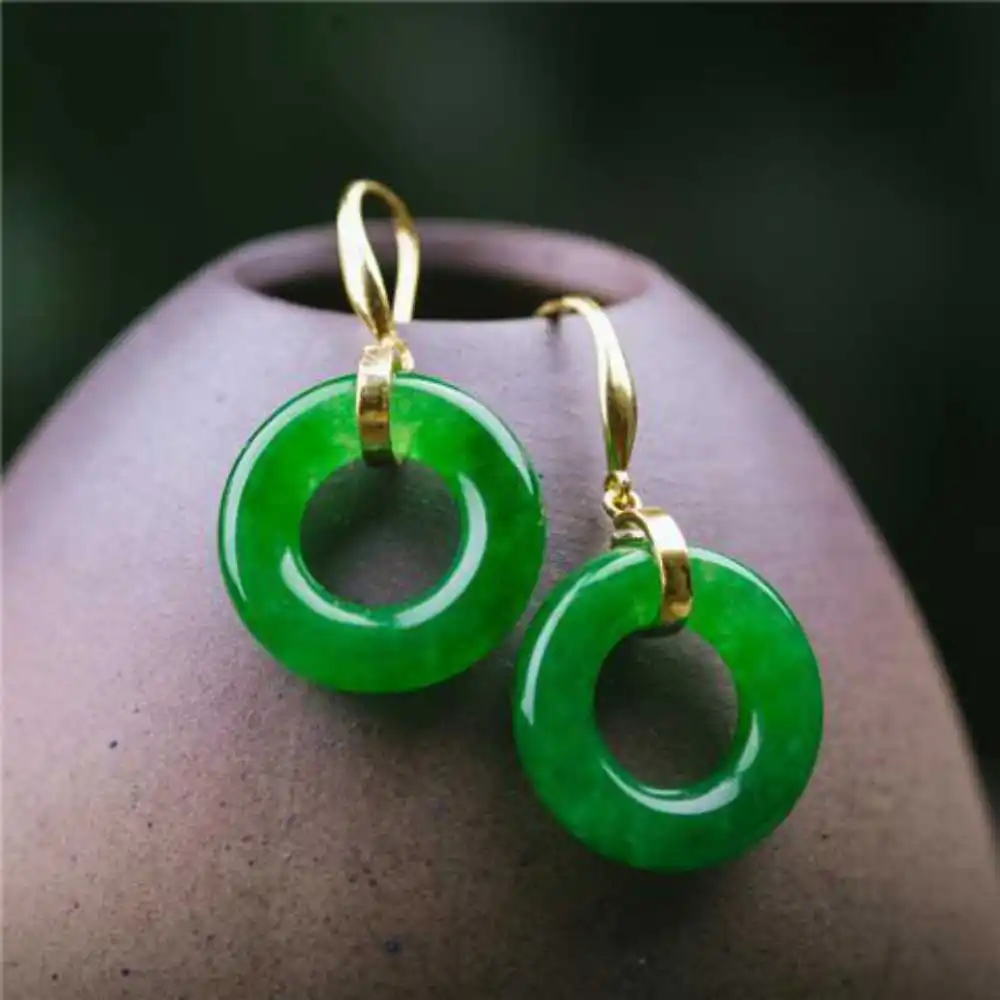 

Lucky Natural Green Jadeite Jade Ring Earrings Eardrop Mother's Day Aquaculture Wedding CARNIVAL Party Cultured VALENTINE'S DAY