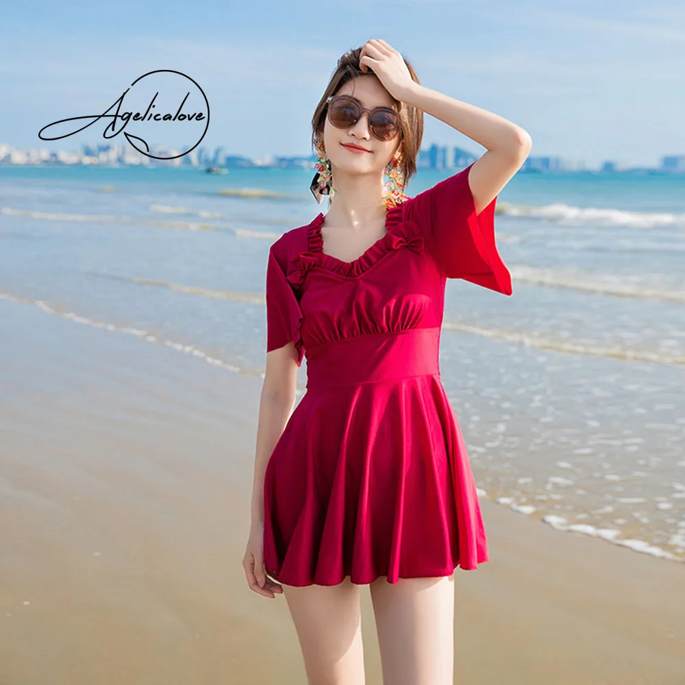 

Купальник-трапеция с оборками, в Корейском стиле