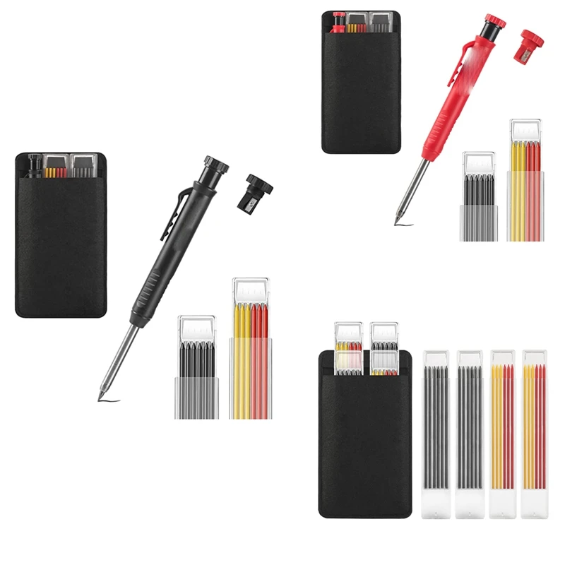 

Solid Carpenter Pencil Set With Sharpener And Organizer For Woodworking Scribing, Durable Mechanical Pencil