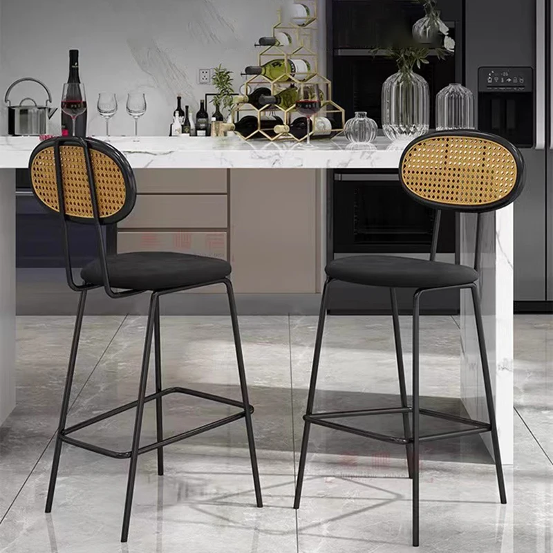 

Banks Gamer Bar Stools Accent Manicure Computer Beach Dining Chairs for Kitchen Rattan Taburetes De Bar Designer Furniture Fg16