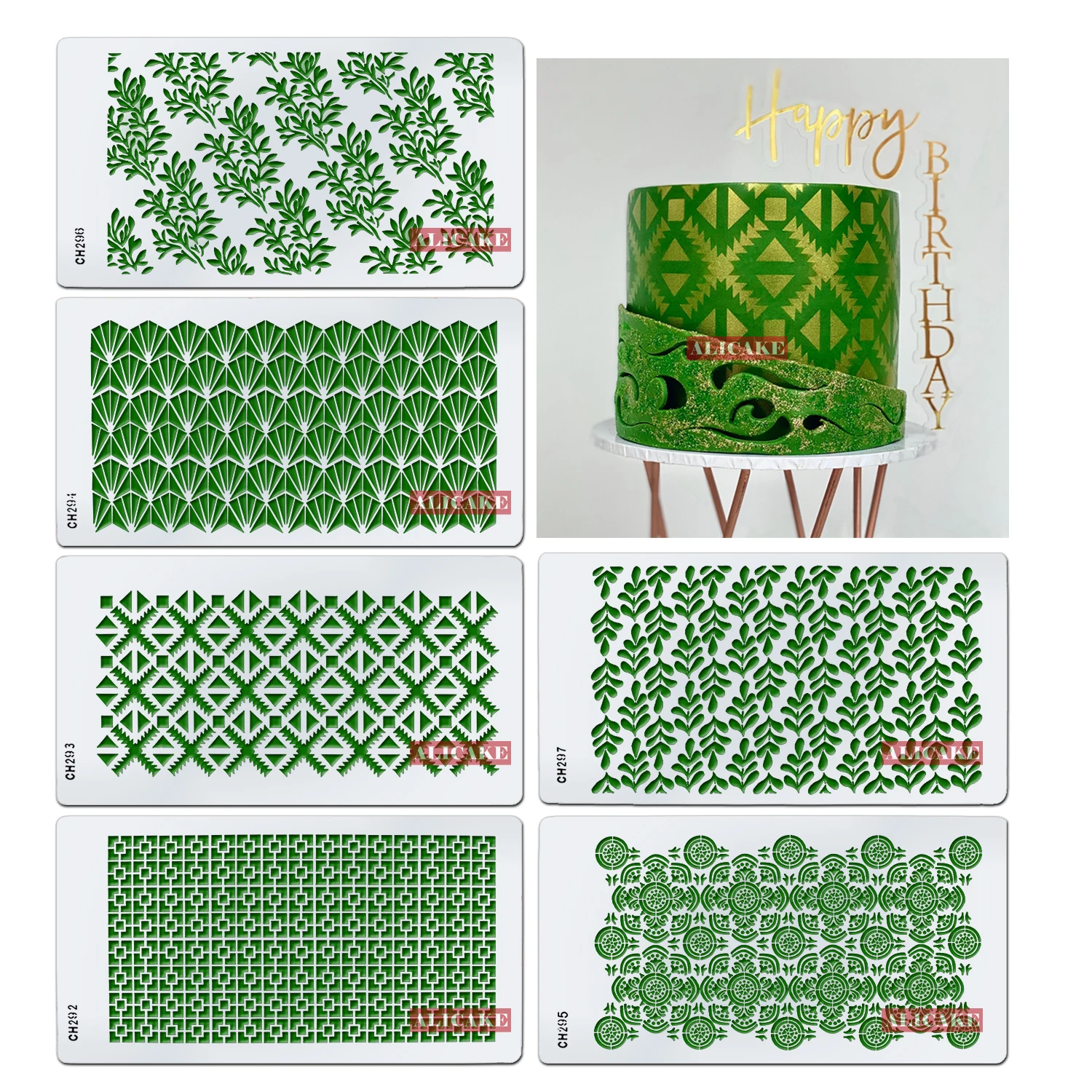 

6 шт./набор, трафареты для украшения торта