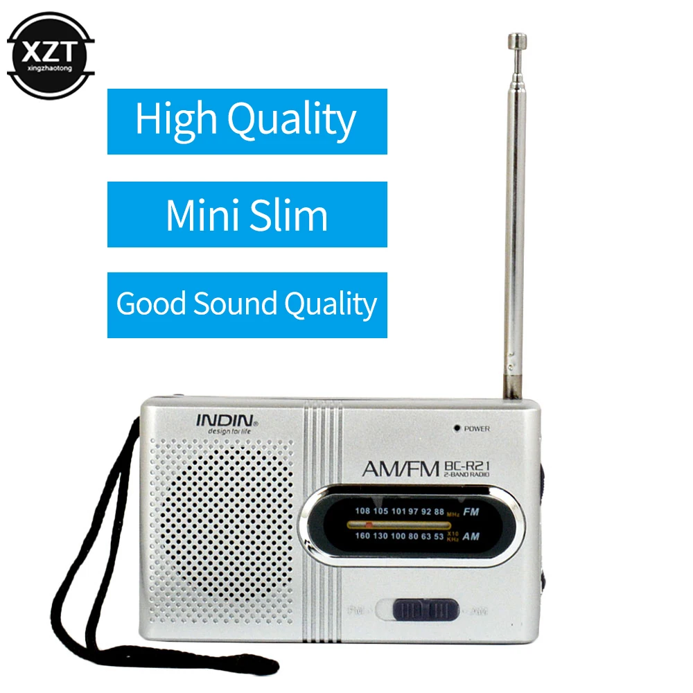 BC-R2 Portable Radio Telescopic Antenna Speaker Mini Outdoor Dual Band AM FM Music Player Radio Stereo