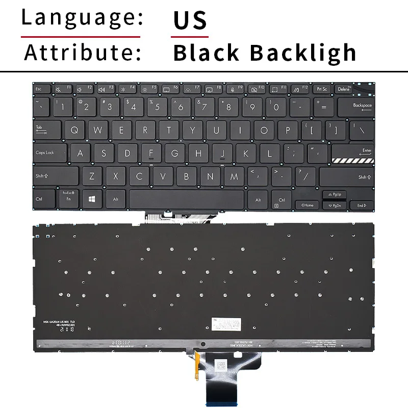 Фото Клавиатура US/RU для ASUS Pro14 M7400 M4700/QC/PC M7600 X7400 M3400 X7400 M3400 M3401Q X3400P K3400P, замена №2