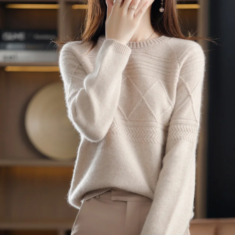 

Женский свитер с круглым вырезом, свободный Трикотажный свитер с вырезами, корейский стиль, Y2k, осень