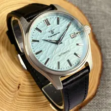Tandorio 39mm Vintage NH35A Automatic Mechanical Men Watches Pilot Style Blue Black Dial 20Bar Waterproof Sapphire Leather Band