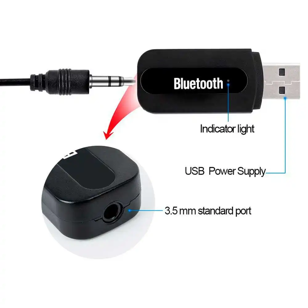 3 5 мм к USB Bluetooth приемник AUX аудио BT музыкальный адаптер кабель черный для