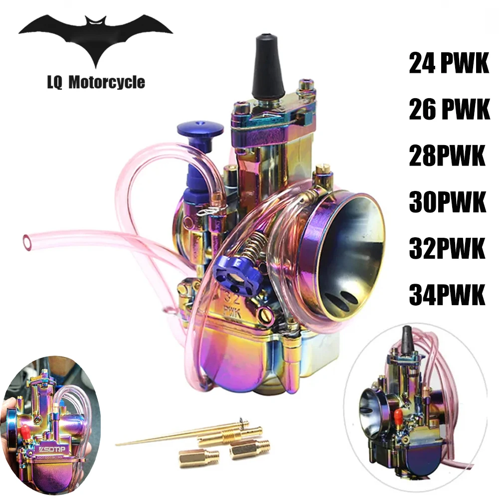 

Motorcycle ATV Universal Colorful 2T 4T Racing Carburetor PKW 24 26 28 30 32 34mm For Keihin PWK With Power Jet Carb Racing Carb