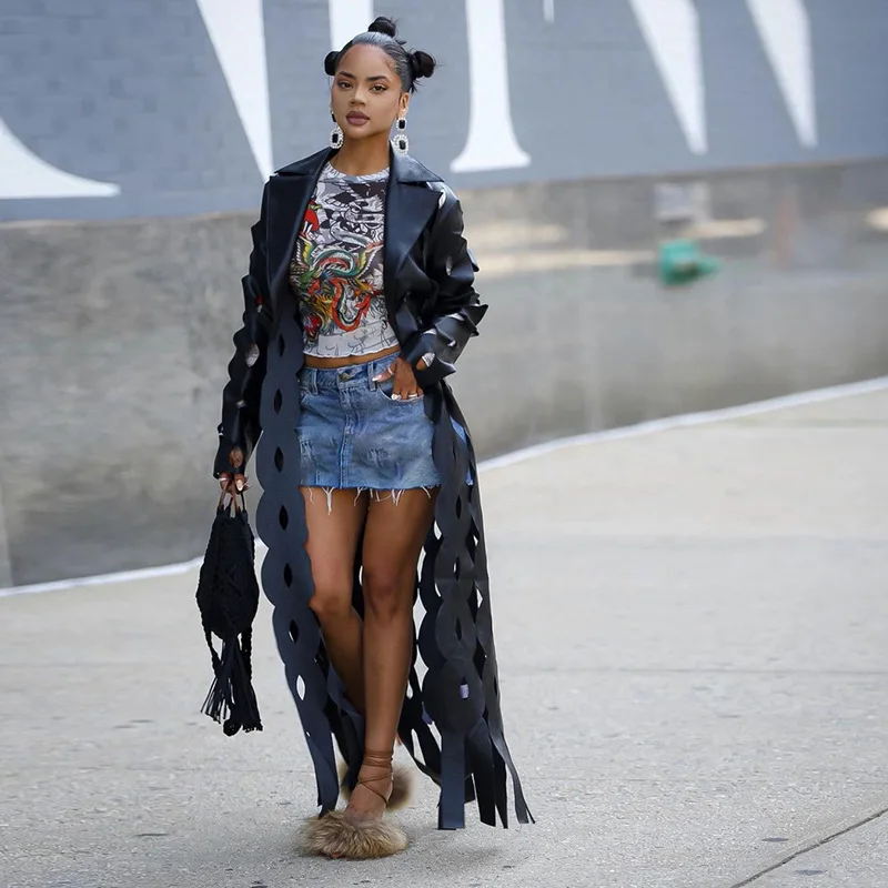 Женский ажурный кардиган из искусственной кожи облегающая уличная ветровка с