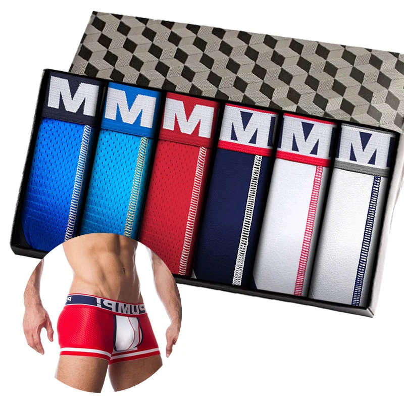 

6Pcs 2022 New Cotton Gay Sexy Men's Panties Boxers Pack Shorts Underpants Comfortable Trunks Man Underwear Boxer Men Homem